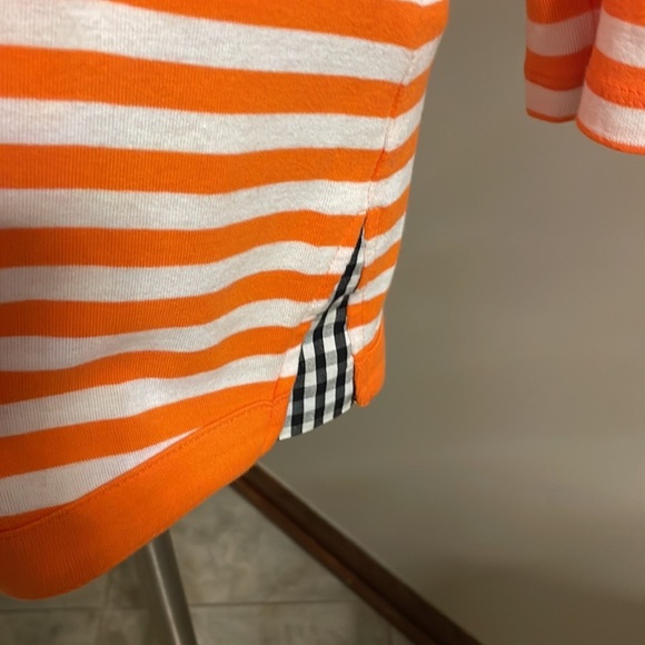 RAFAELLA weekend woman’s orange white striped top 100% cotton boat neck size L - Picture 5 of 9